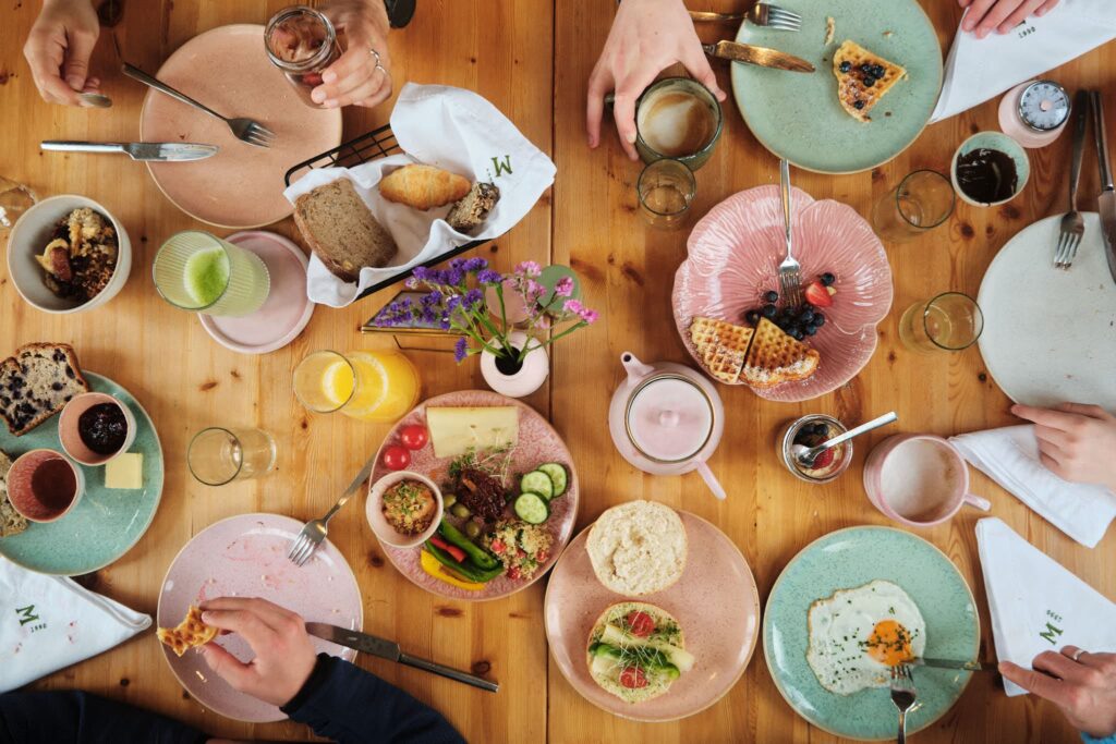 Frühstück Tisch von oben